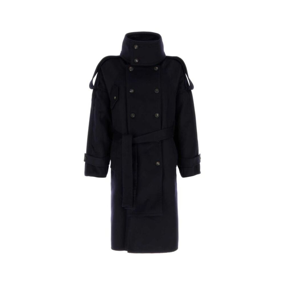 Salvatore Ferragamo Men Blue Wool Blend Coat